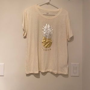 Gap linen blend off white tee